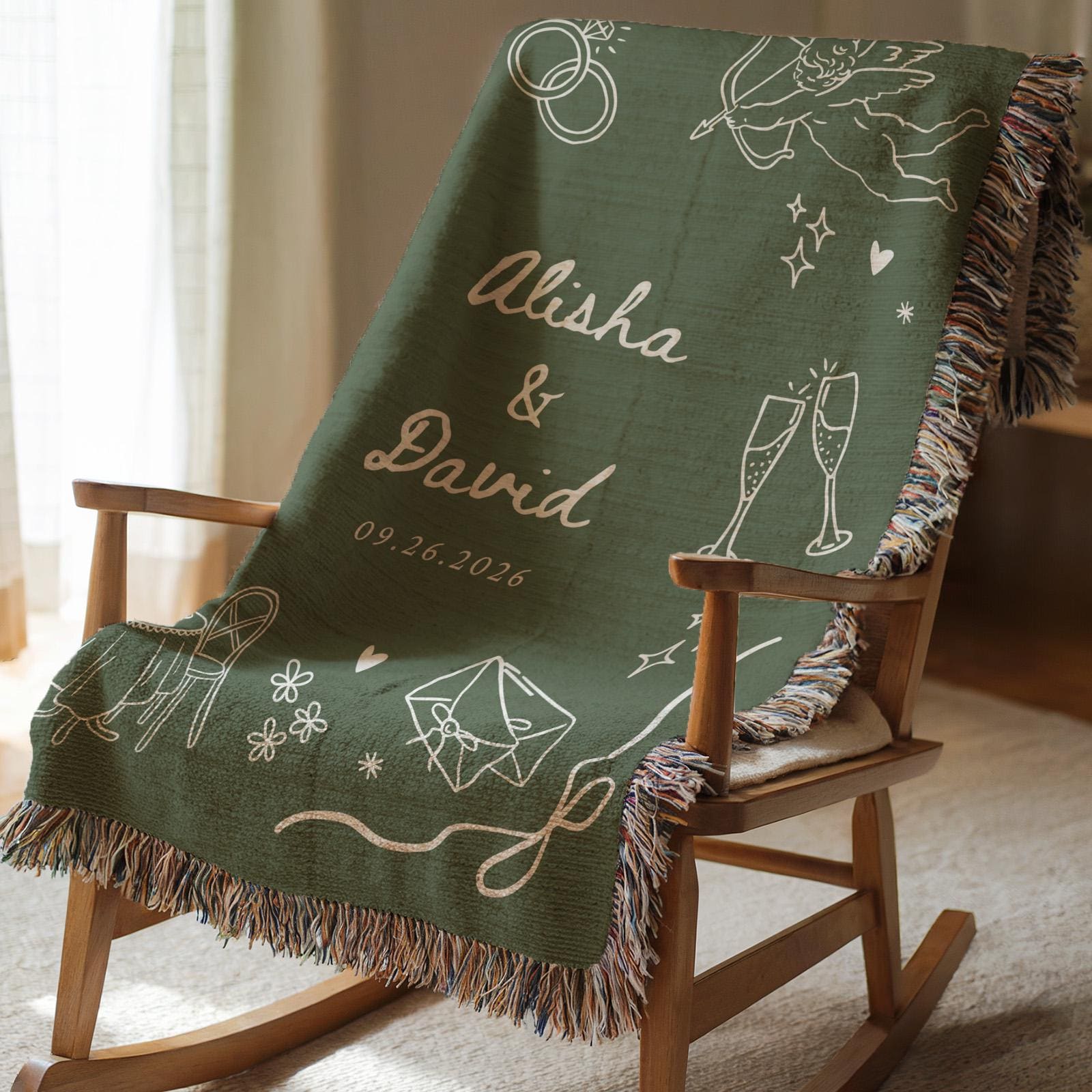 Wedding Doodle Blanket with Names