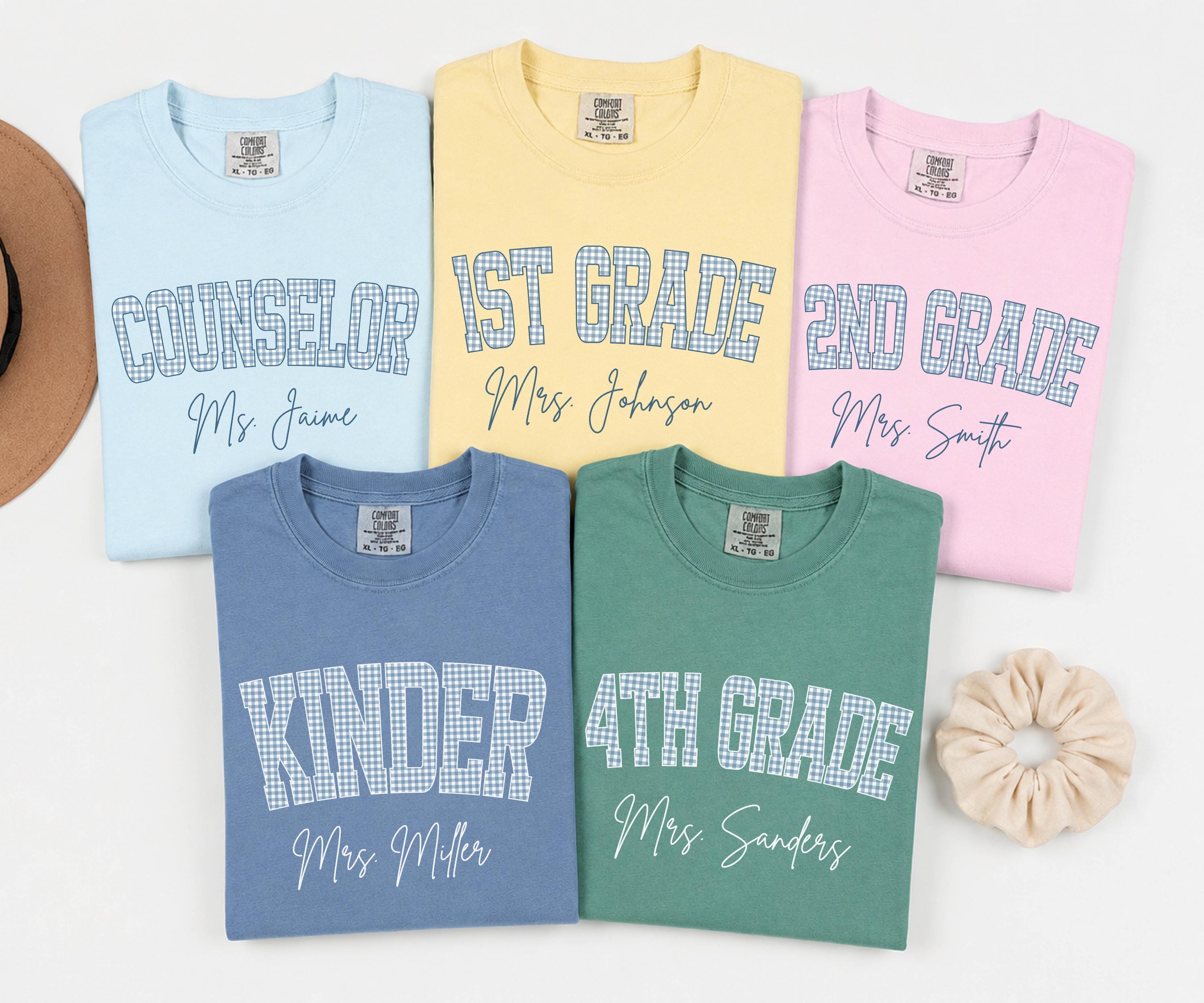 Gingham Teacher Name Tshirt
