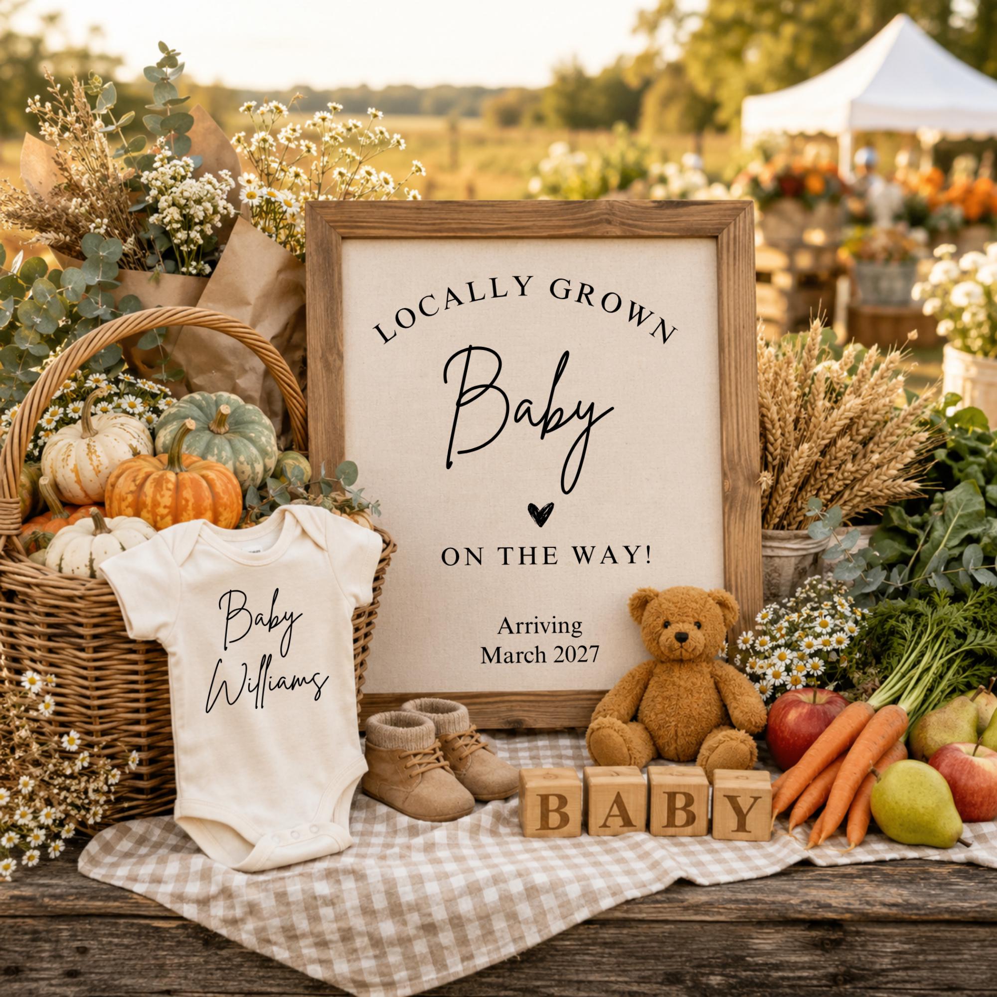 Digital Farmer's Market Pregnancy Announcment Template