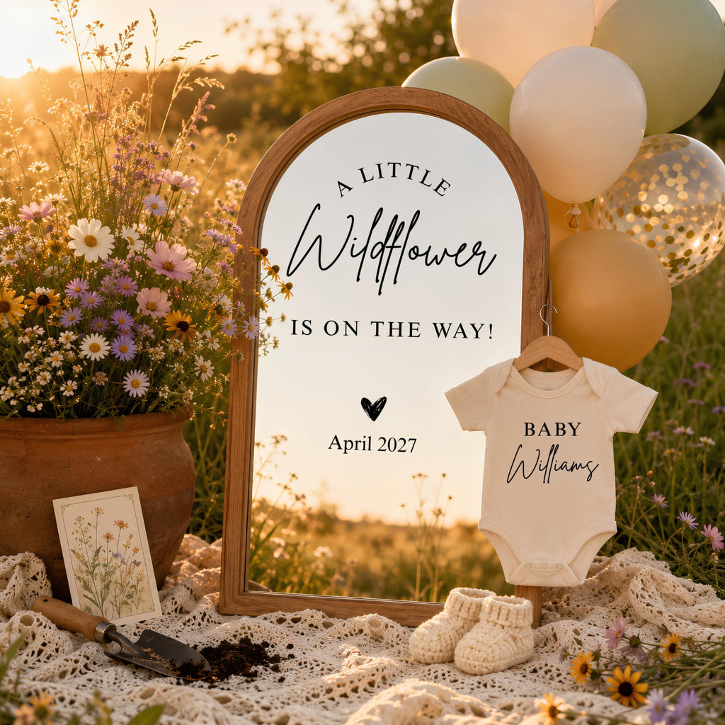 Digital Wildflower Pregnancy Announcment Template