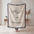 Personalized Baptism Blanket with Floral Cross
