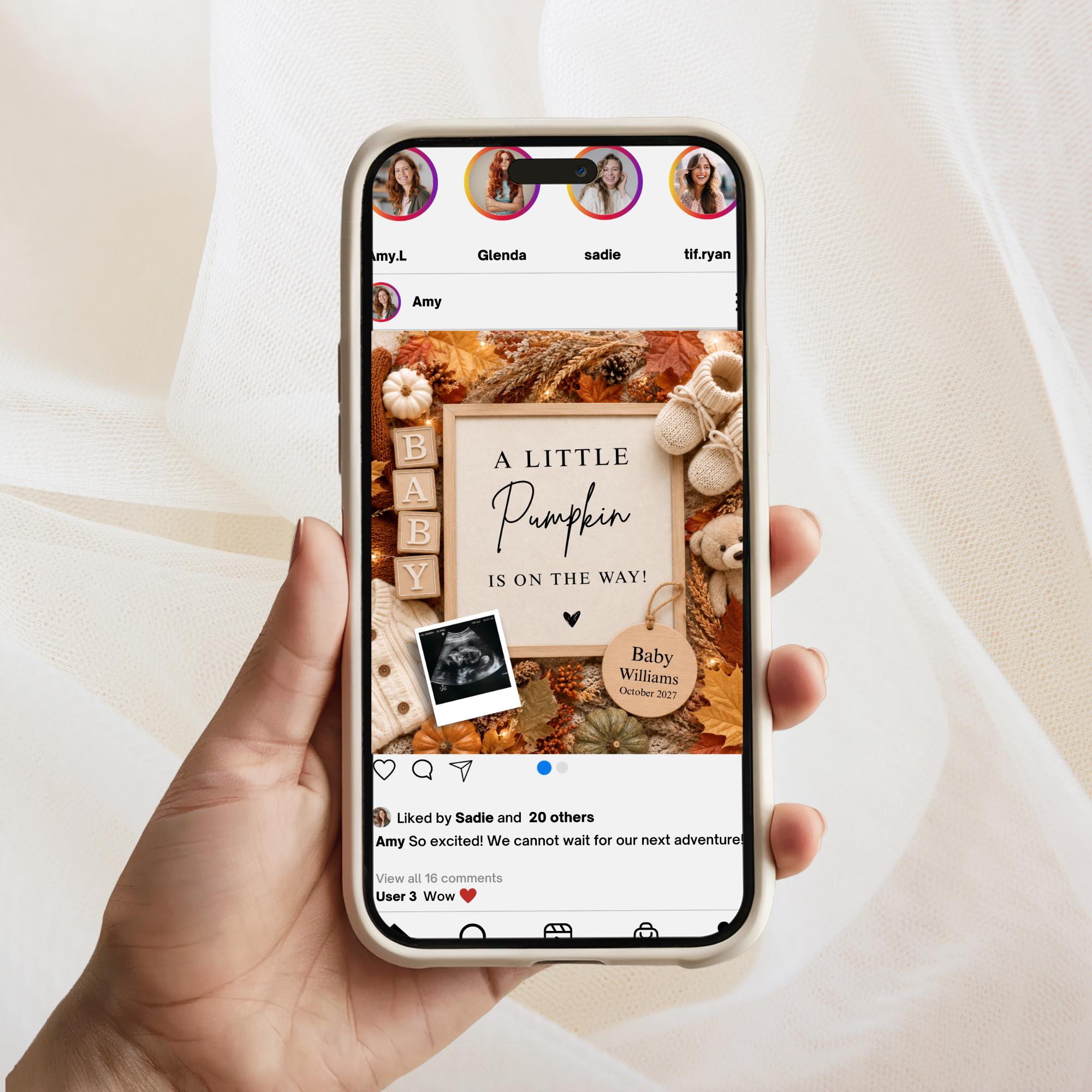 Digital Fall Pregnancy Announcment Template
