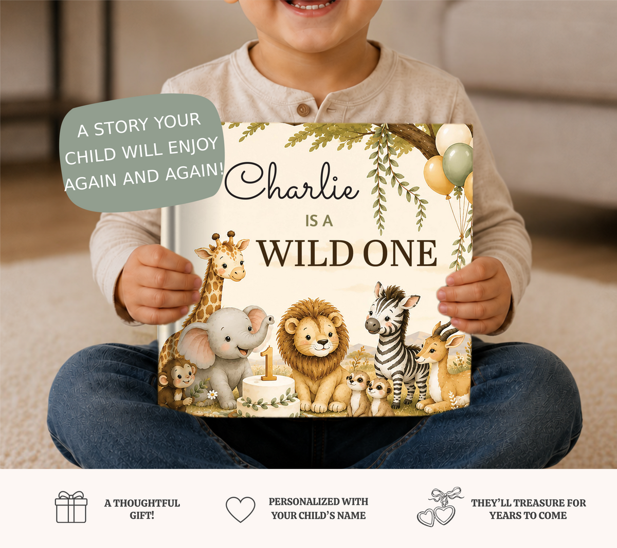 Personalized Wild One First Birthday Book