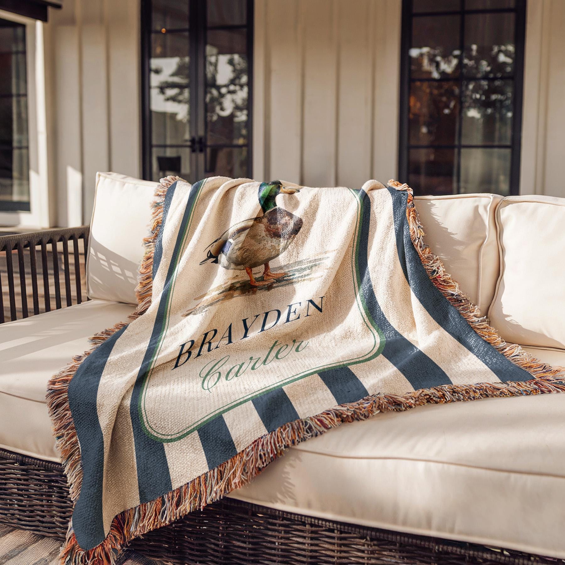 Personalized Preppy Mallard Duck Baby Blanket