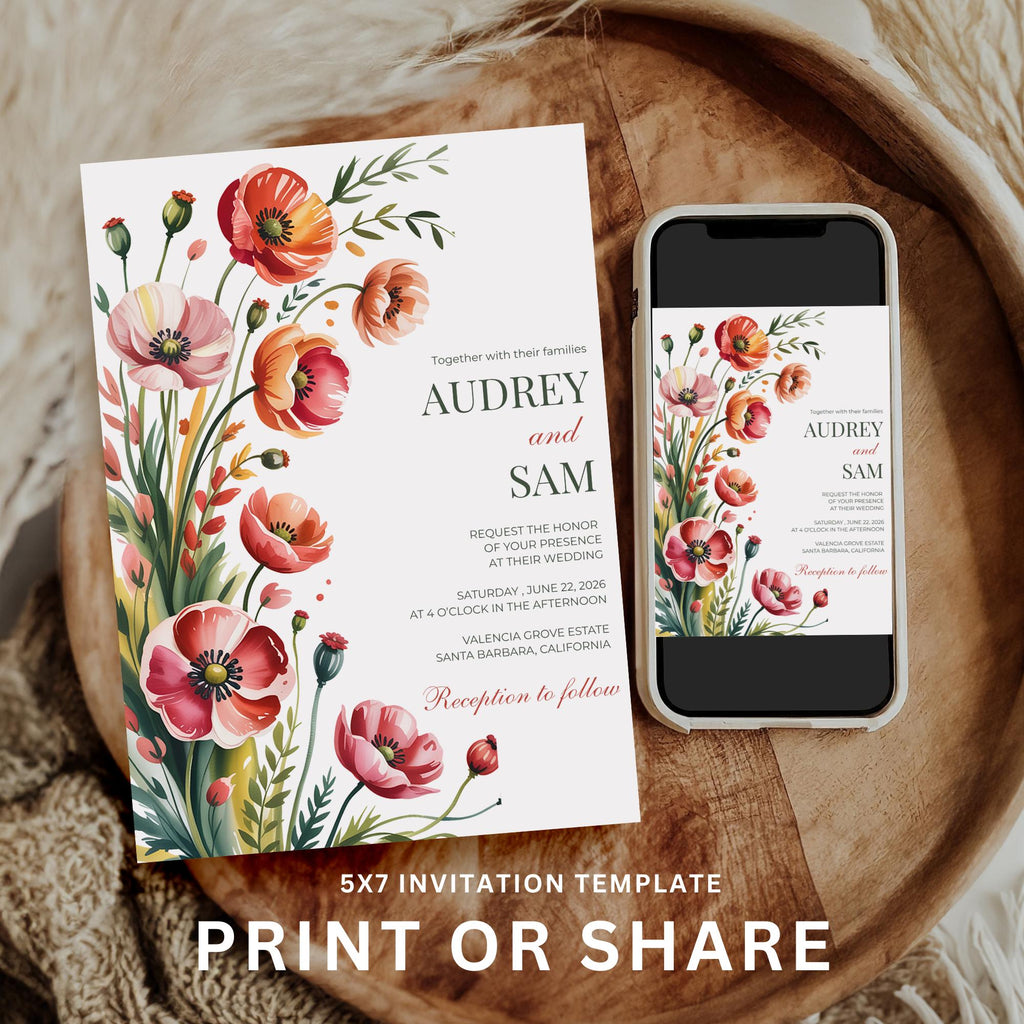 Poppy Wedding Invitation Set