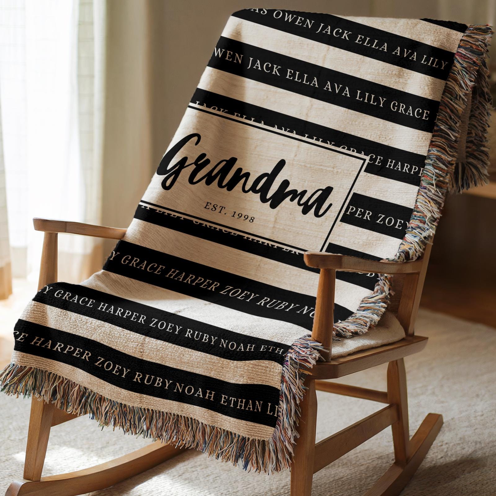 Personalized Grandma Blanket with Grandkids Names
