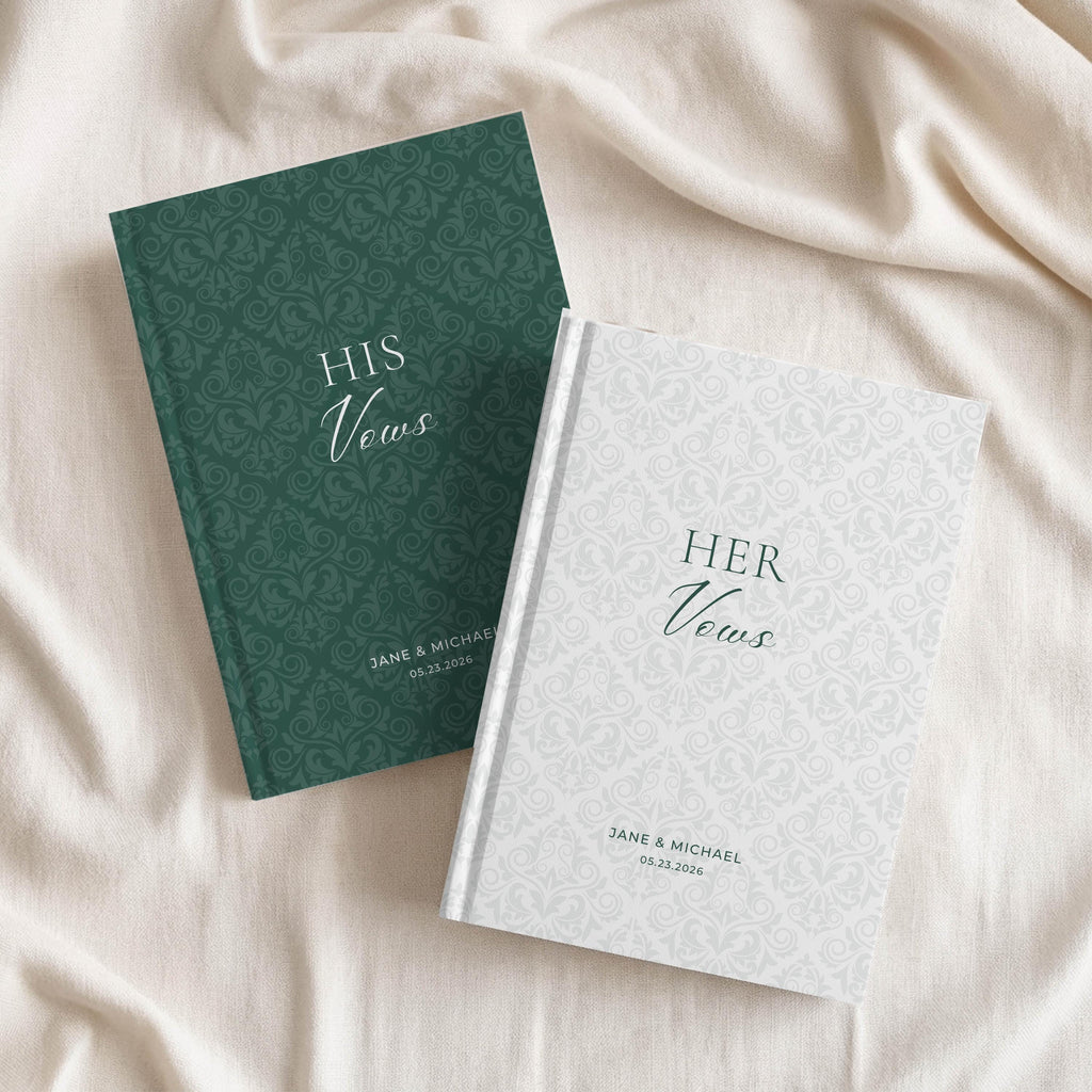 Personalized Damask Wedding Vow Book