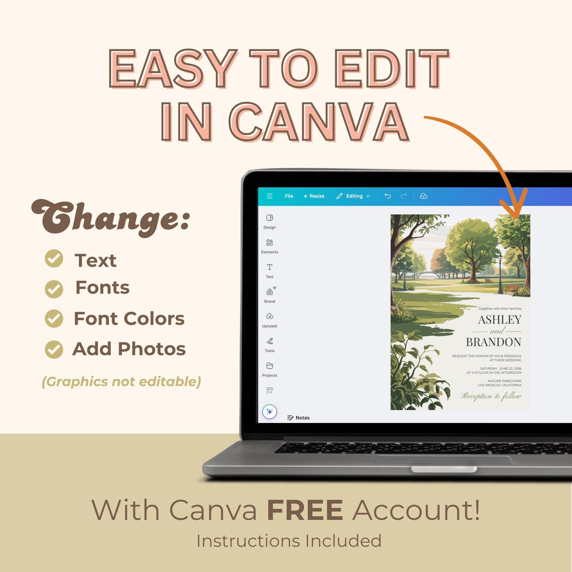 Park Wedding Invitation Template