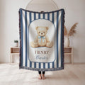 Personalized Teddy Bear Baby Blanket Gift For Baby Shower or First Birthday