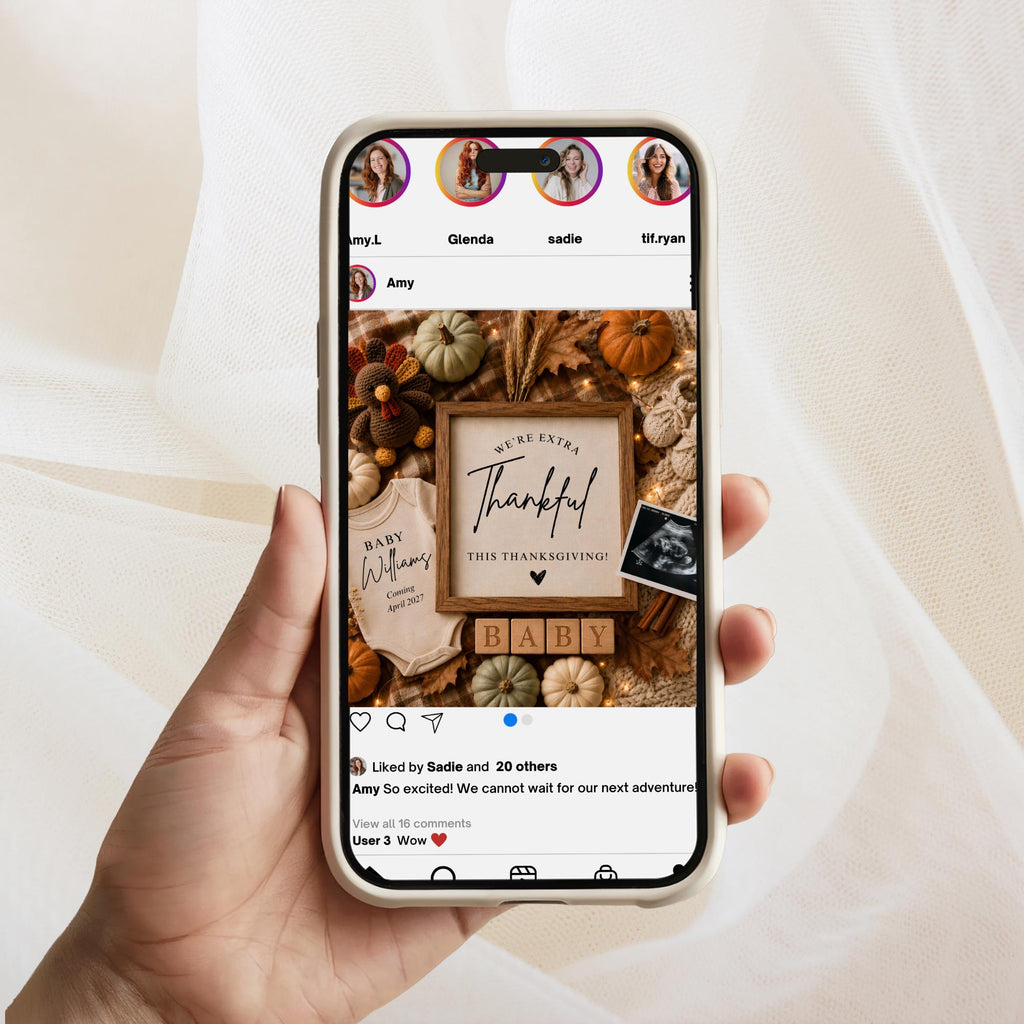Digital Thanksgiving Pregnancy Announcment Template