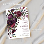 Purple Floral Wedding Invitation Template