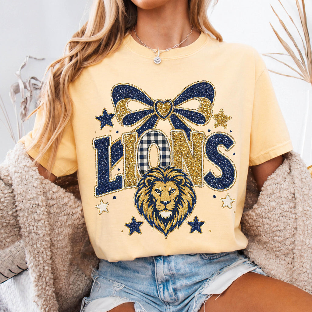 Coquette Faux Glitter Lions Mascot Shirt