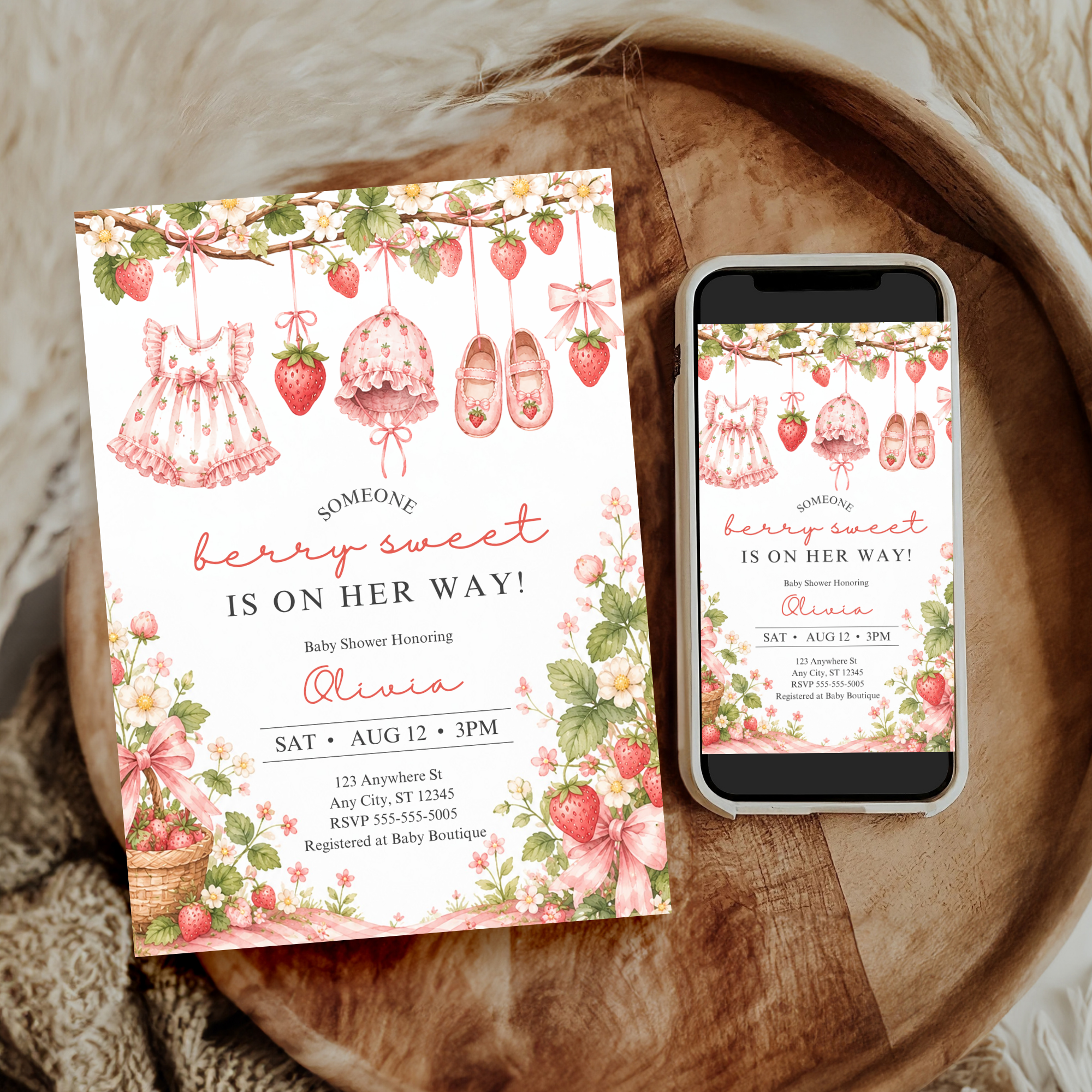 Strawberry Baby Shower Invitation