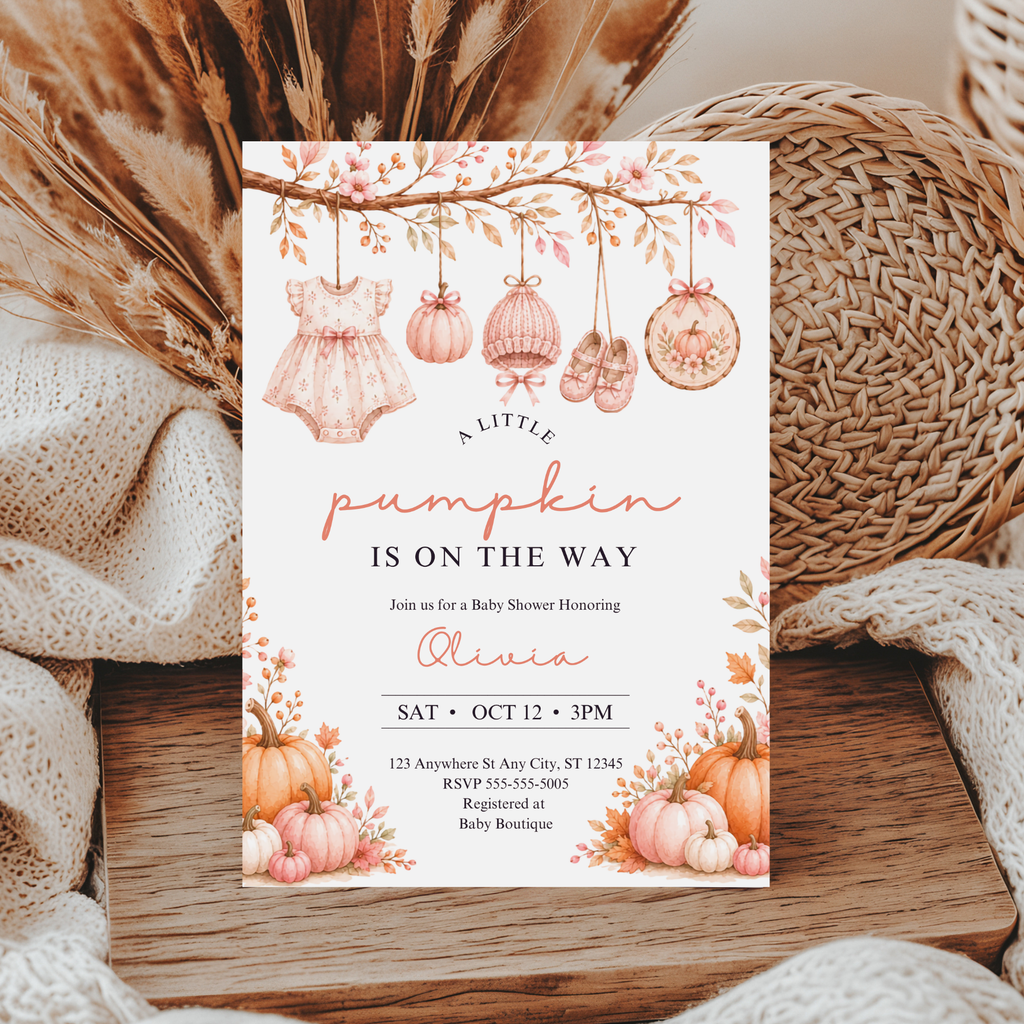 Pink Pumpkin Baby Shower Invitation