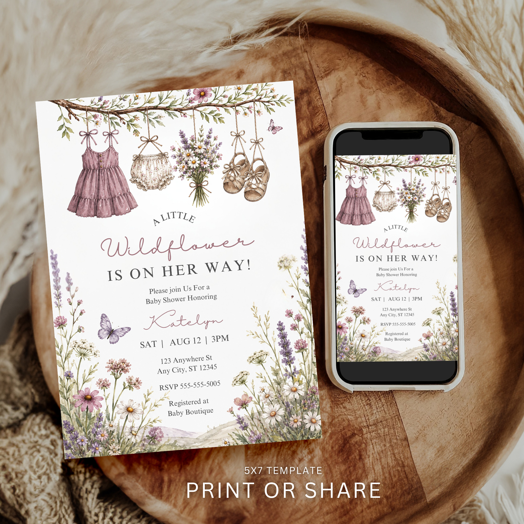 Wildflower Baby Shower Invitation