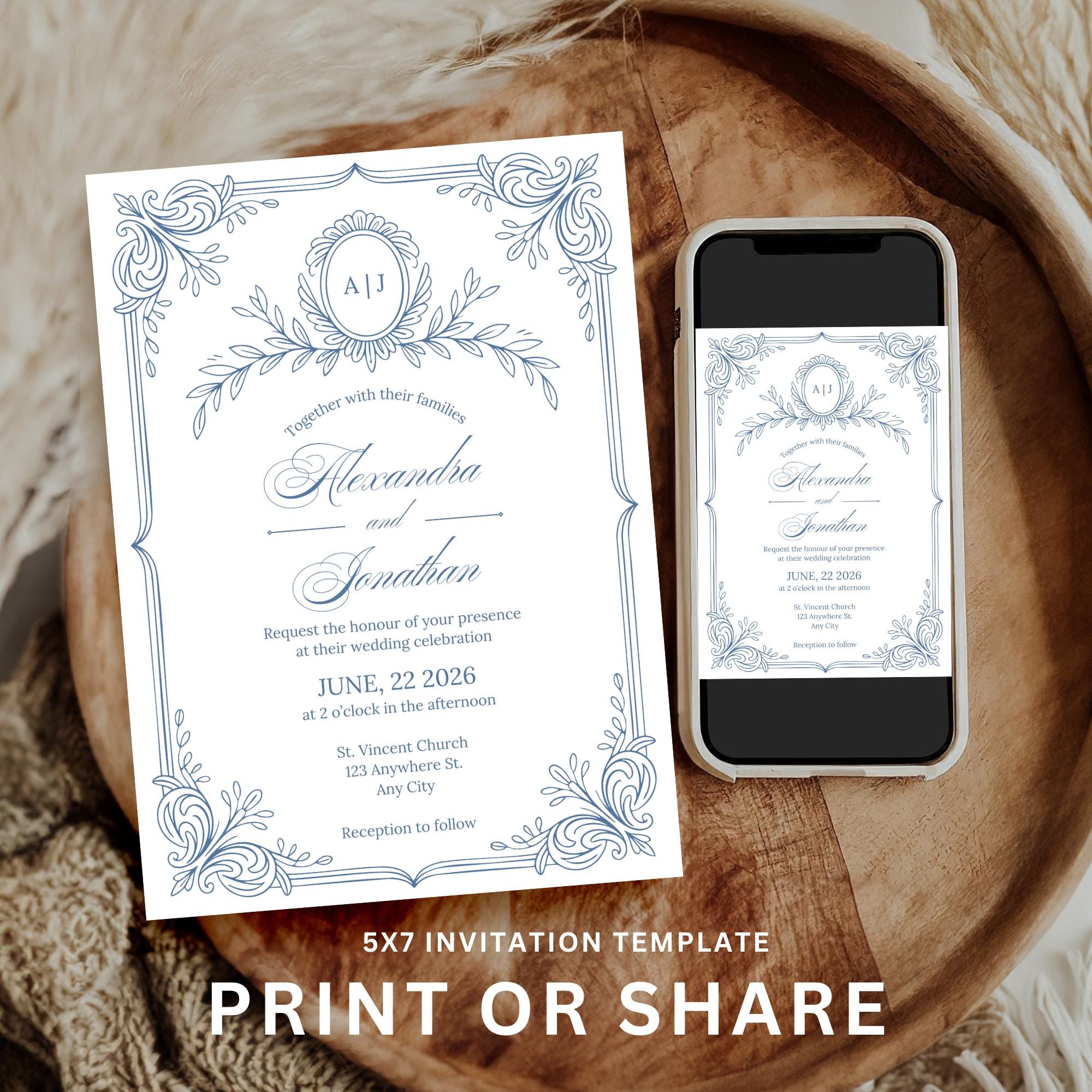Grandmillennial Wedding Invitation Bundle