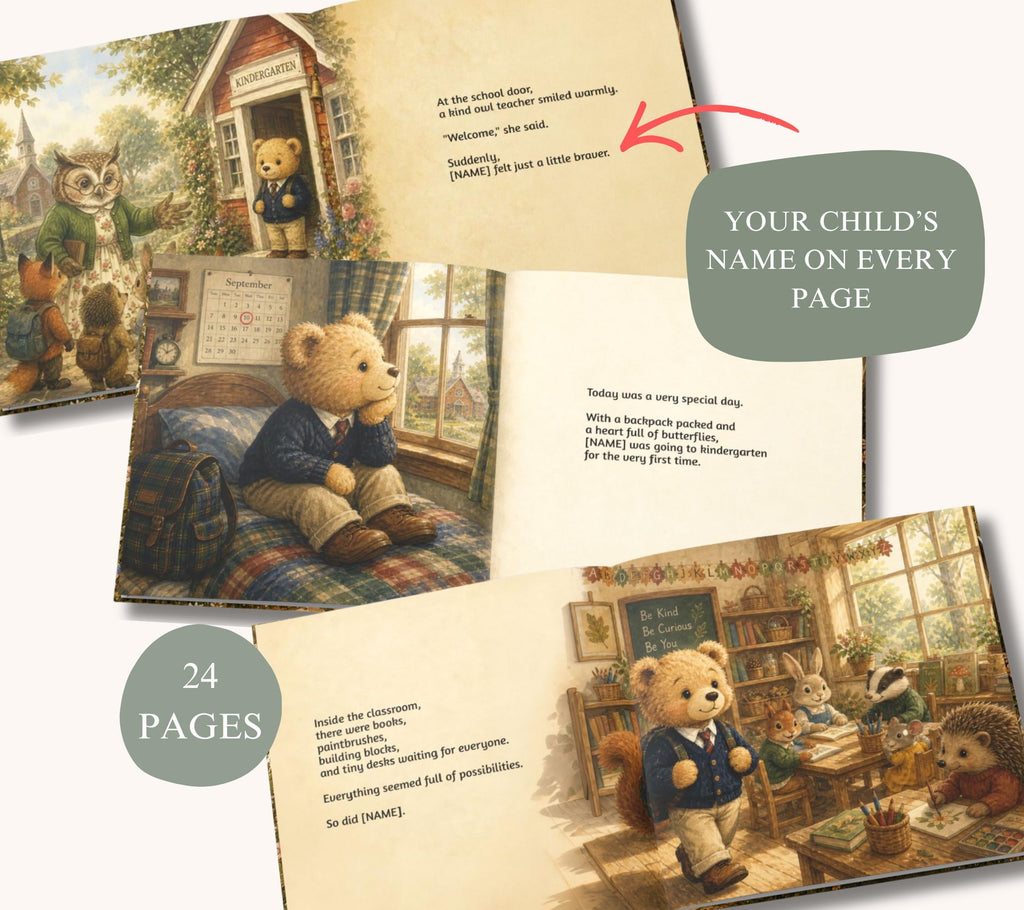 Personalized First Day of Kindergarten Teddybear Book