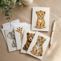 Watercolor Baby Safari Animals Greeting Cards (5-Pack)