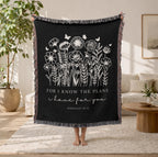 Woven Blanket Christian Gift for Women Jeremiah 29:11 Faith Inspirational Throw Blanket Scripture Gift Sympathy Healing Gift Floral Blanket