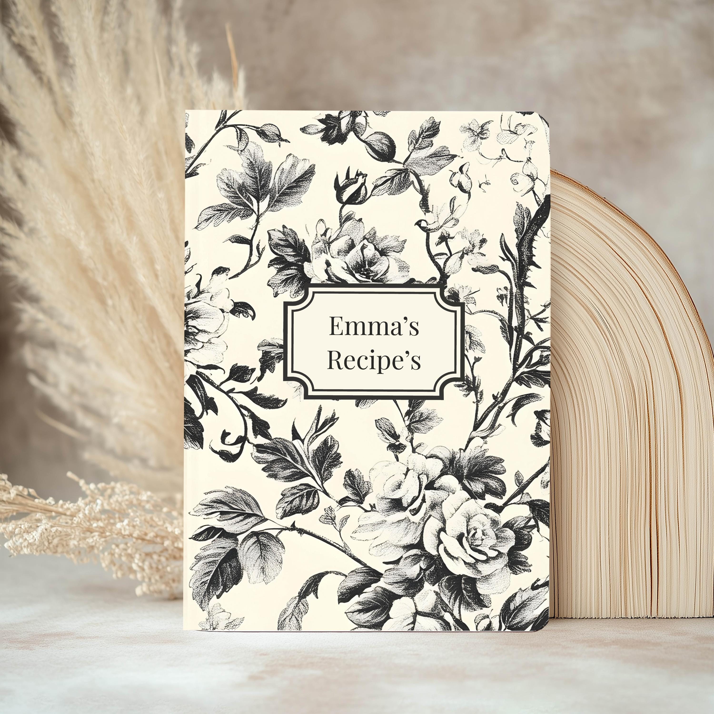 Personalized Floral Toile Recipe Notebook