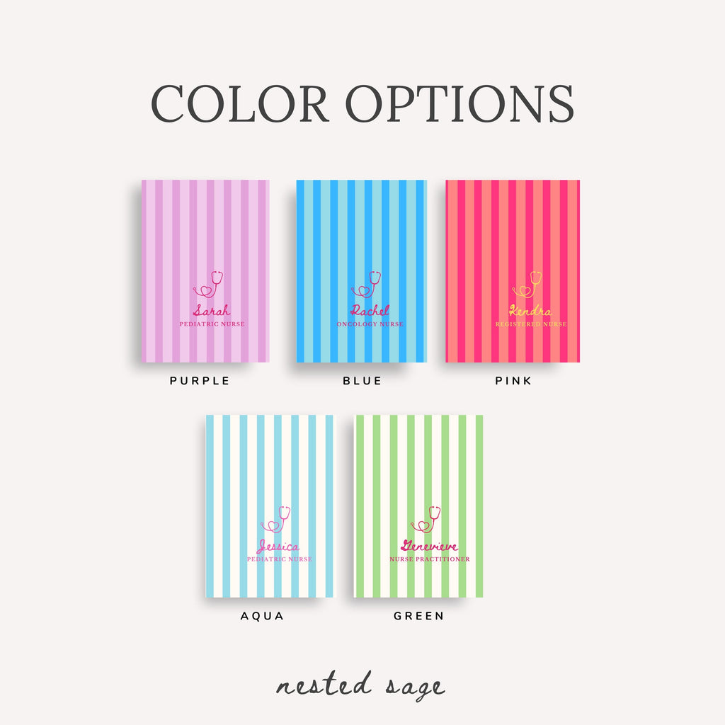 Personalized Nurse Striped Journal