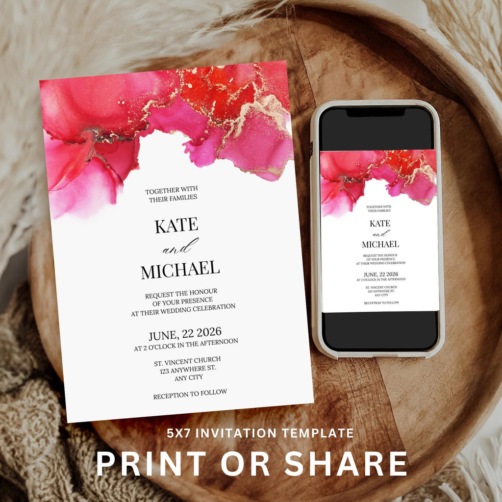 Magenta Wedding Invitation Suite