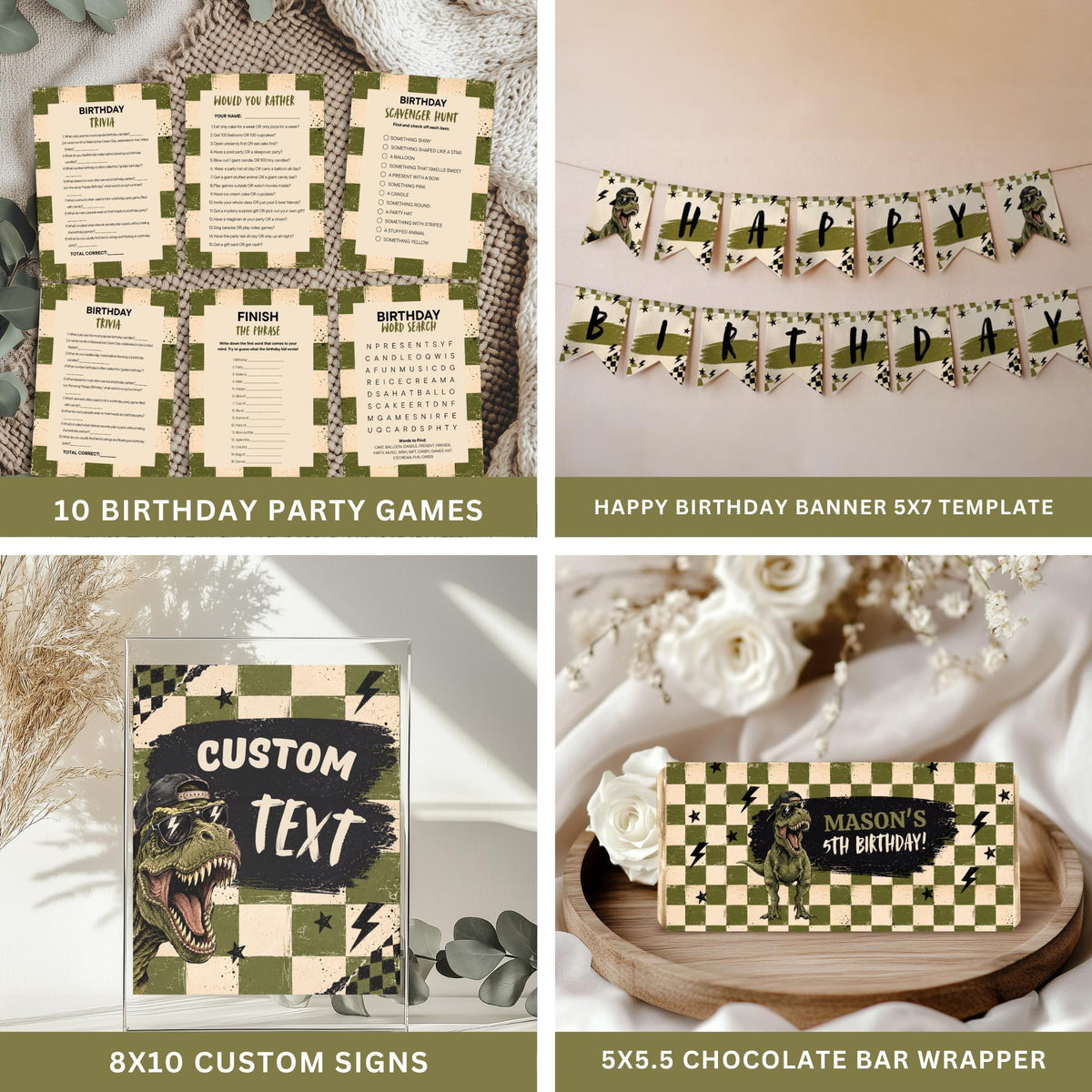 Five is a Vibe Dinosaur Birthday Bundle