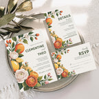 Floral Citrus Wedding Invitation Set