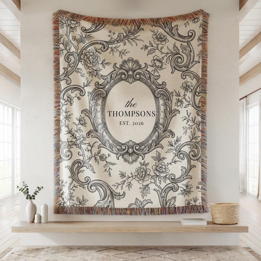 Personalized Toile Monogram Blanket