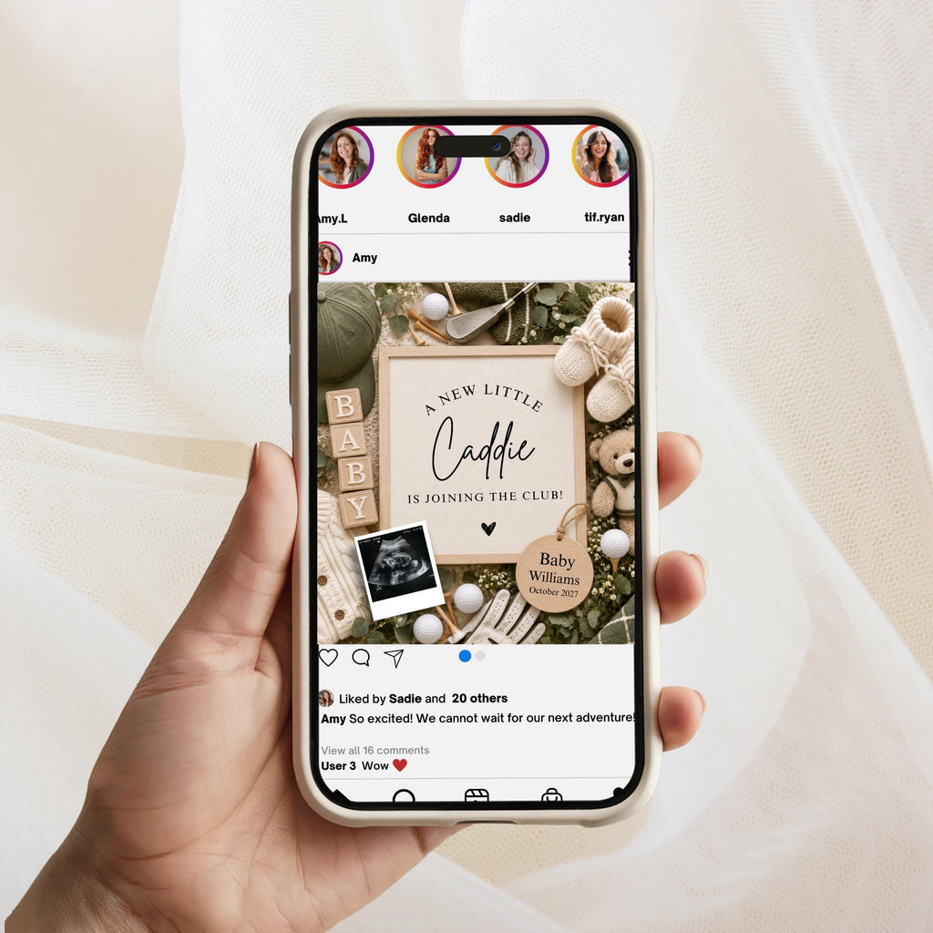 Digital Golf Pregnancy Announcment Template