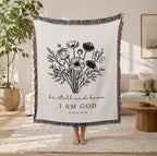 Floral Christian Blanket Be Still and Know I Am God Psalm 46:10 Faith Gift for Women Mom Grandma Scripture Throw Comfort Healing Gift
