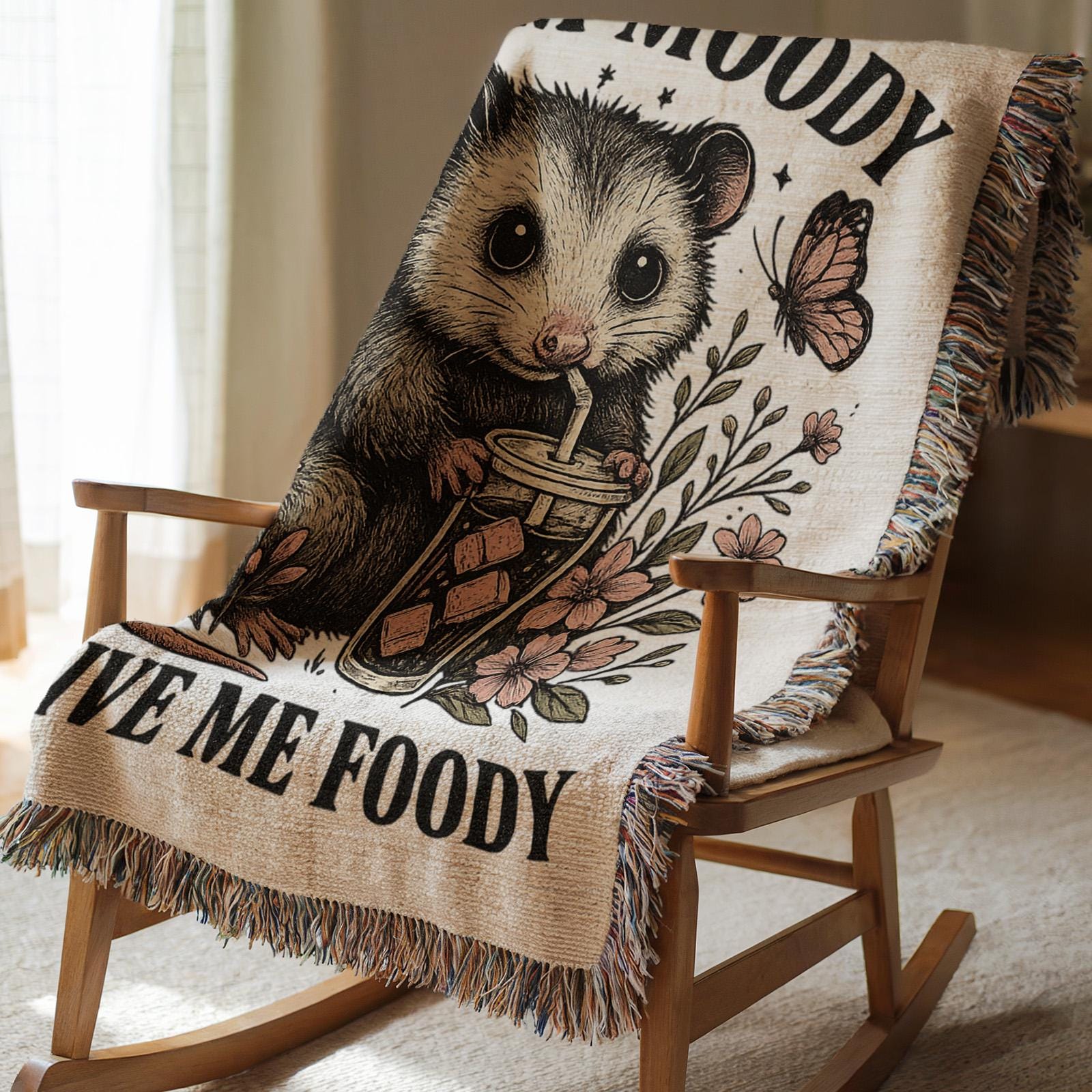 Funny Possum Blanket If I’m Moody Give Me Foody