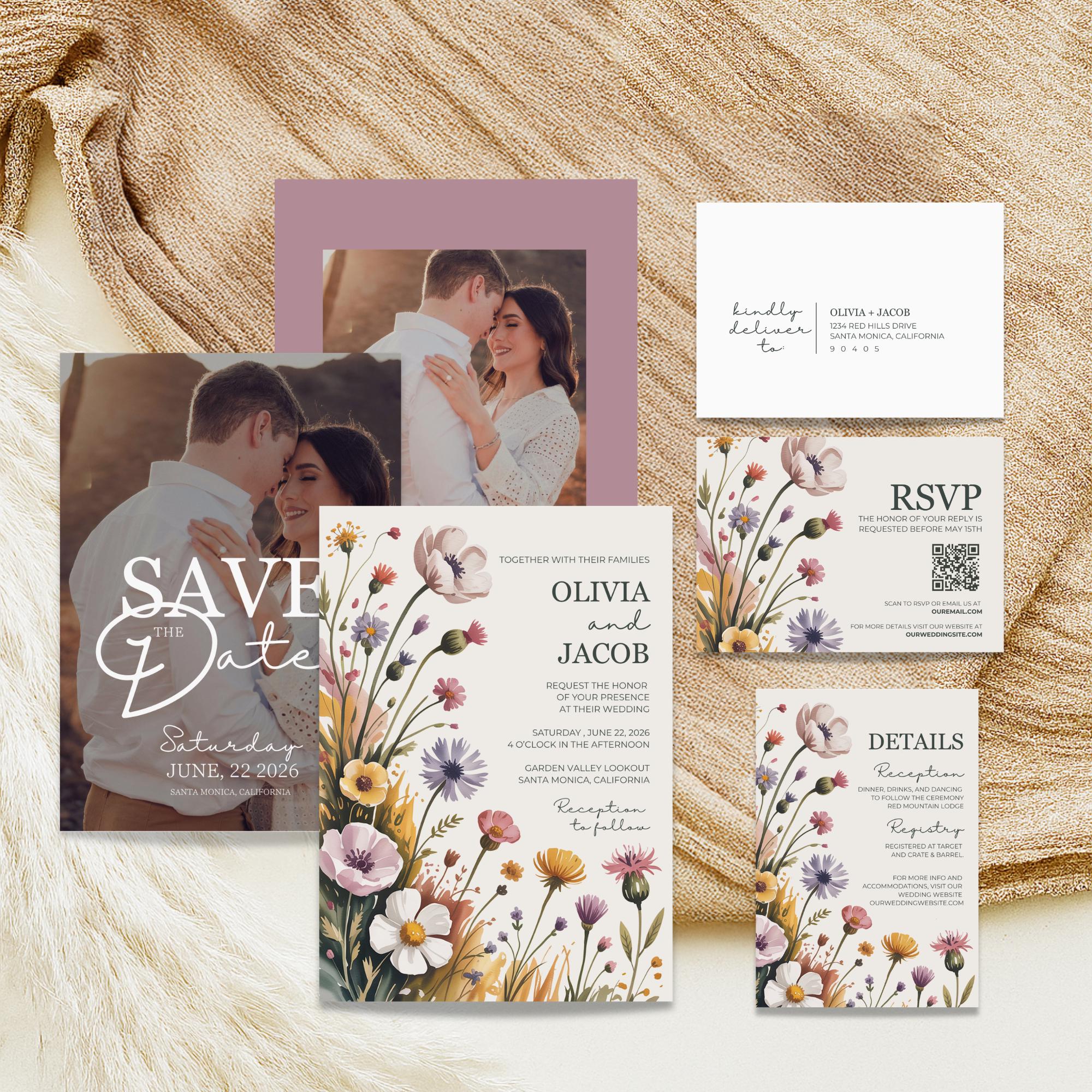 Wildflower Wedding Invitation Suite