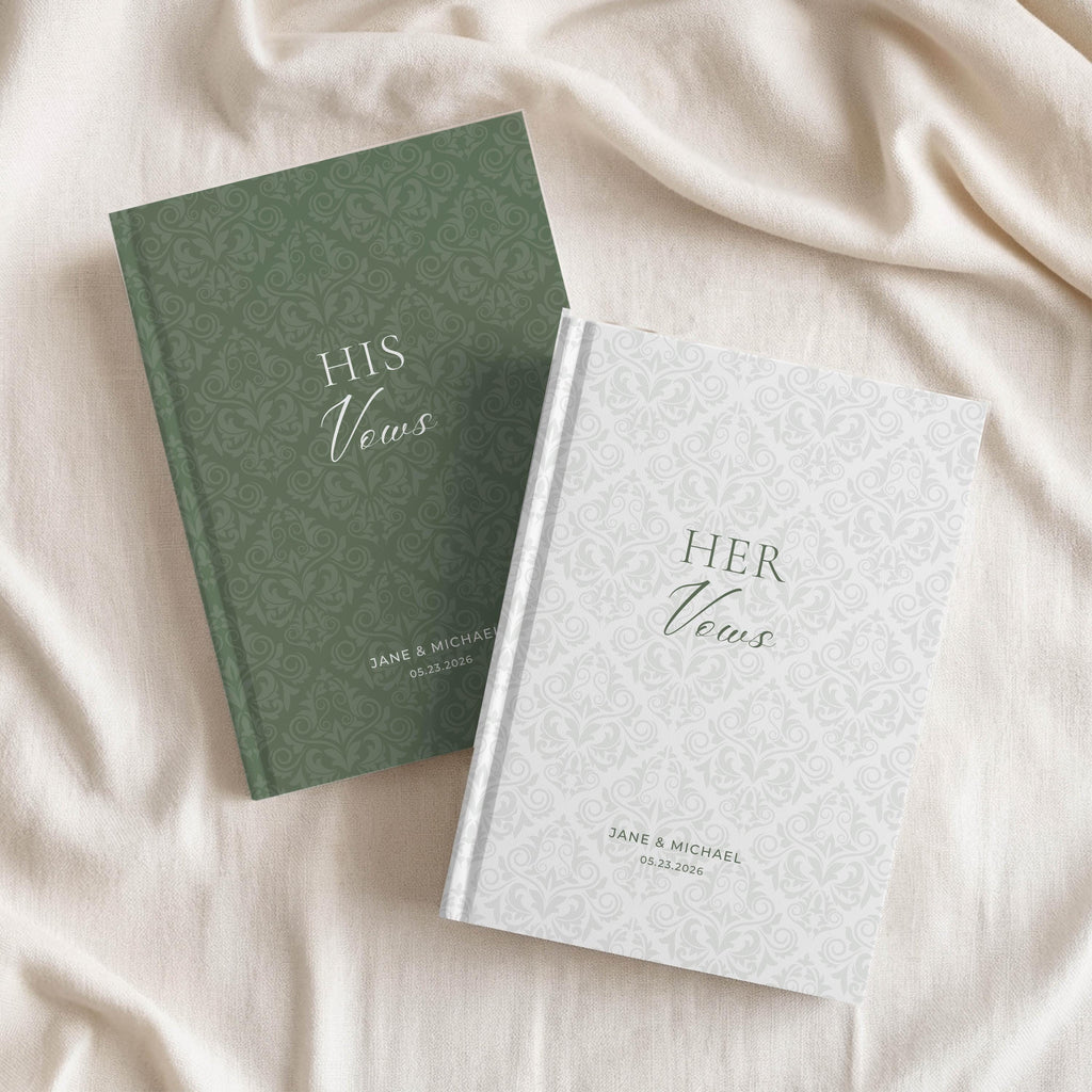 Personalized Damask Wedding Vow Book