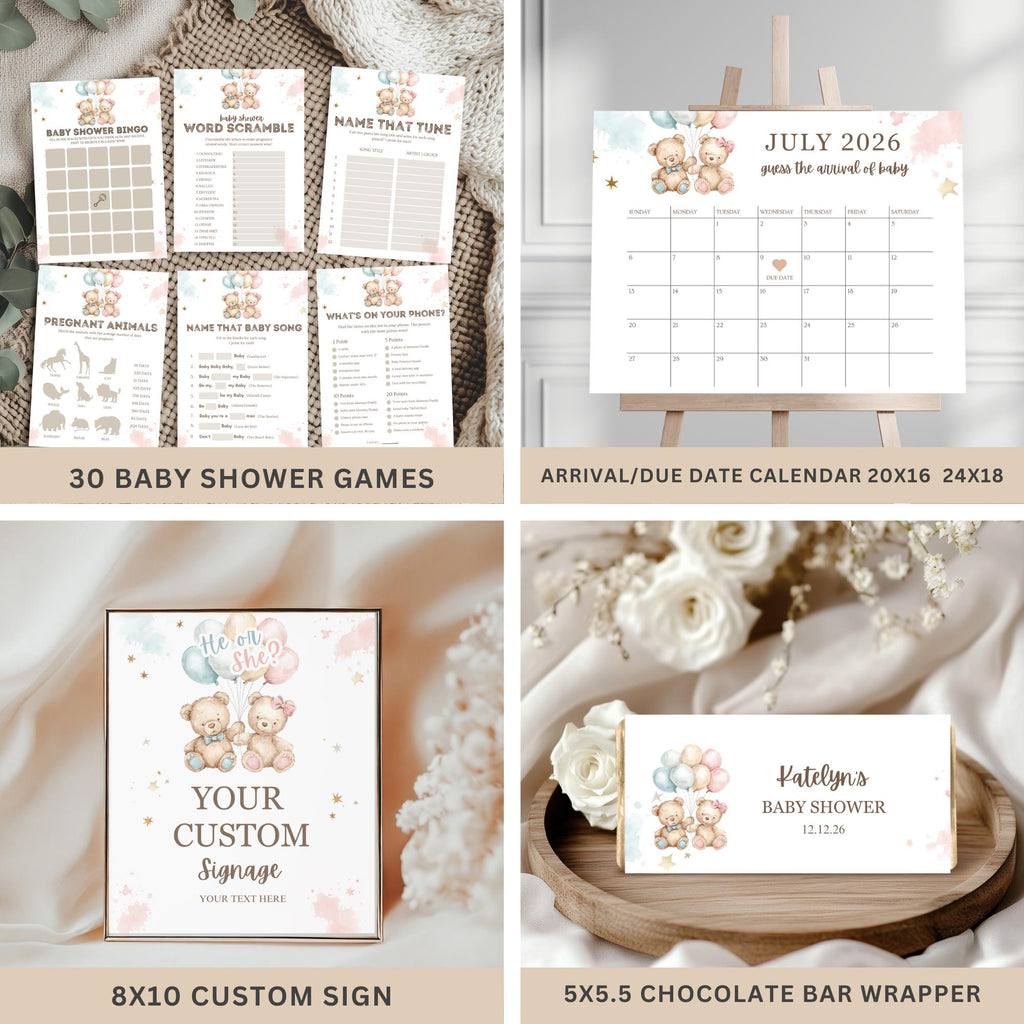 Teddy Bear Gender Reveal Party Kit Bundle
