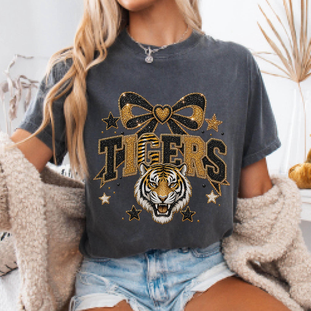 Faux Glitter Tigers Mascot Shirt