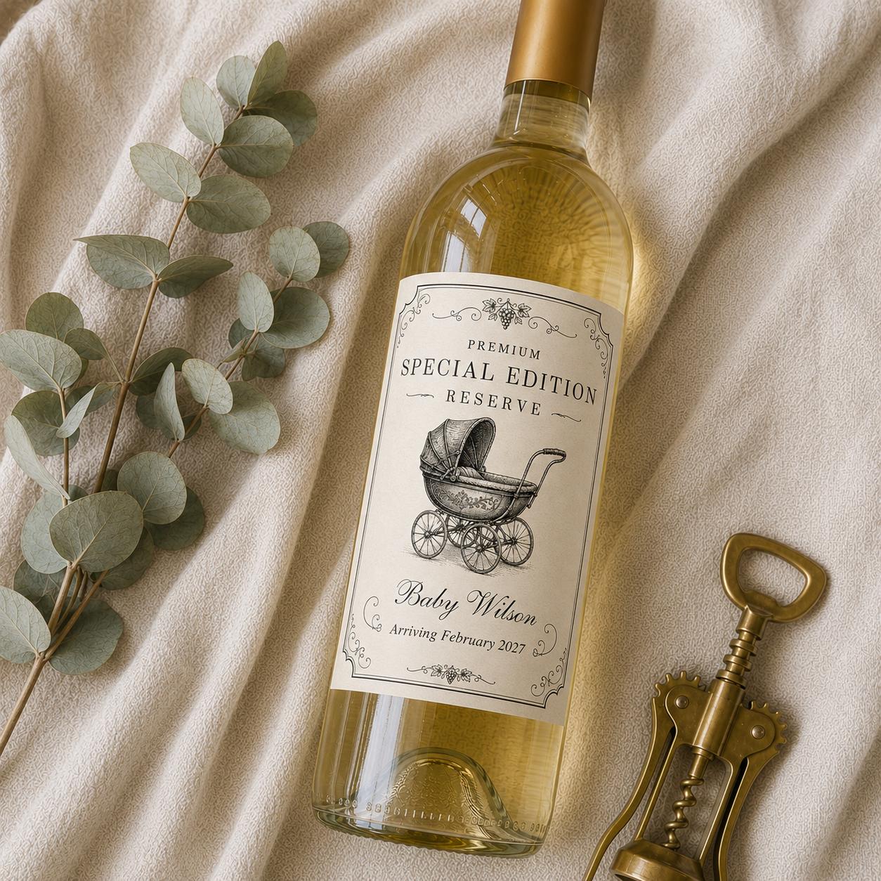 Vintage Pregnancy Announcement Wine Label Template