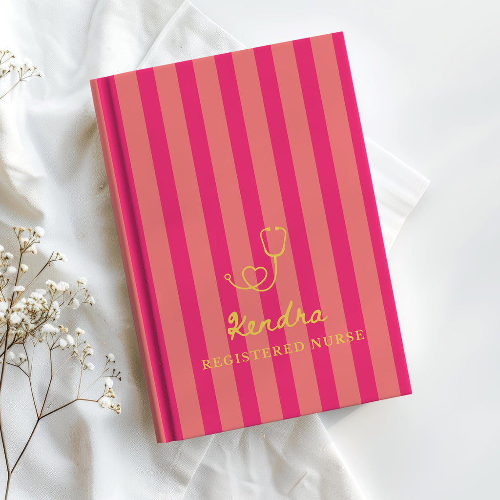 Personalized Nurse Striped Journal