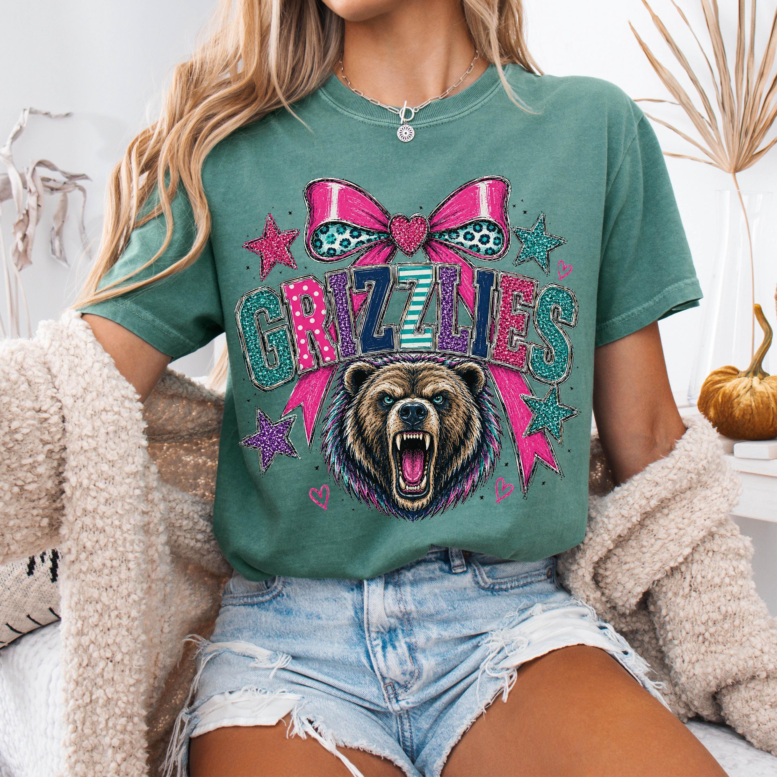 Coquette Faux Glitter Grizzlies Mascot Shirt