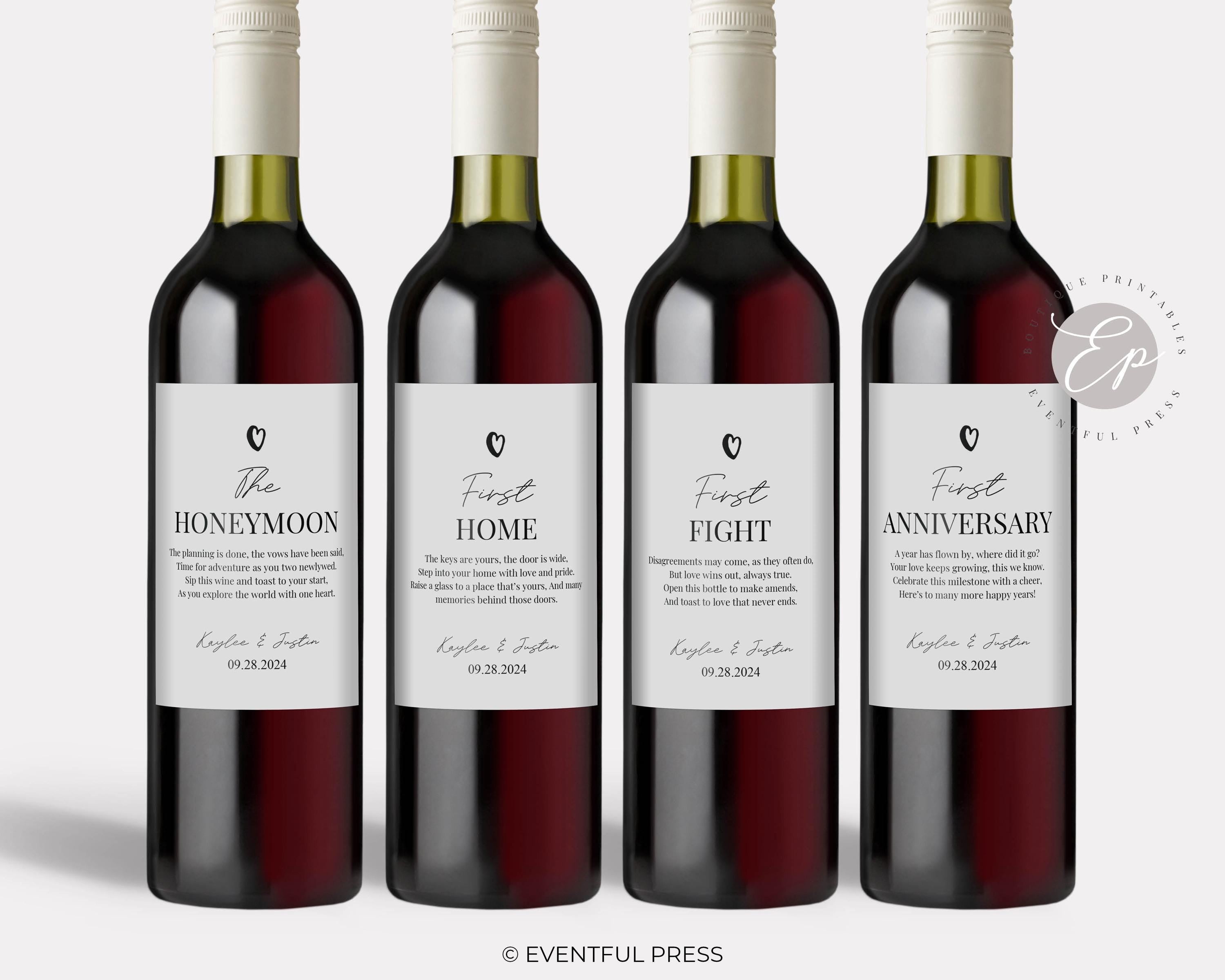 Marriage Milestone Wine Bottle Labels