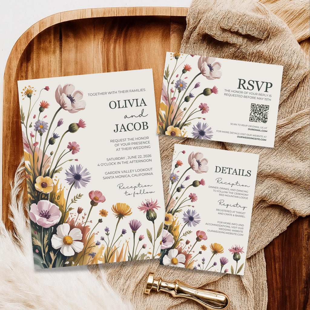 Wildflower Wedding Invitation Suite