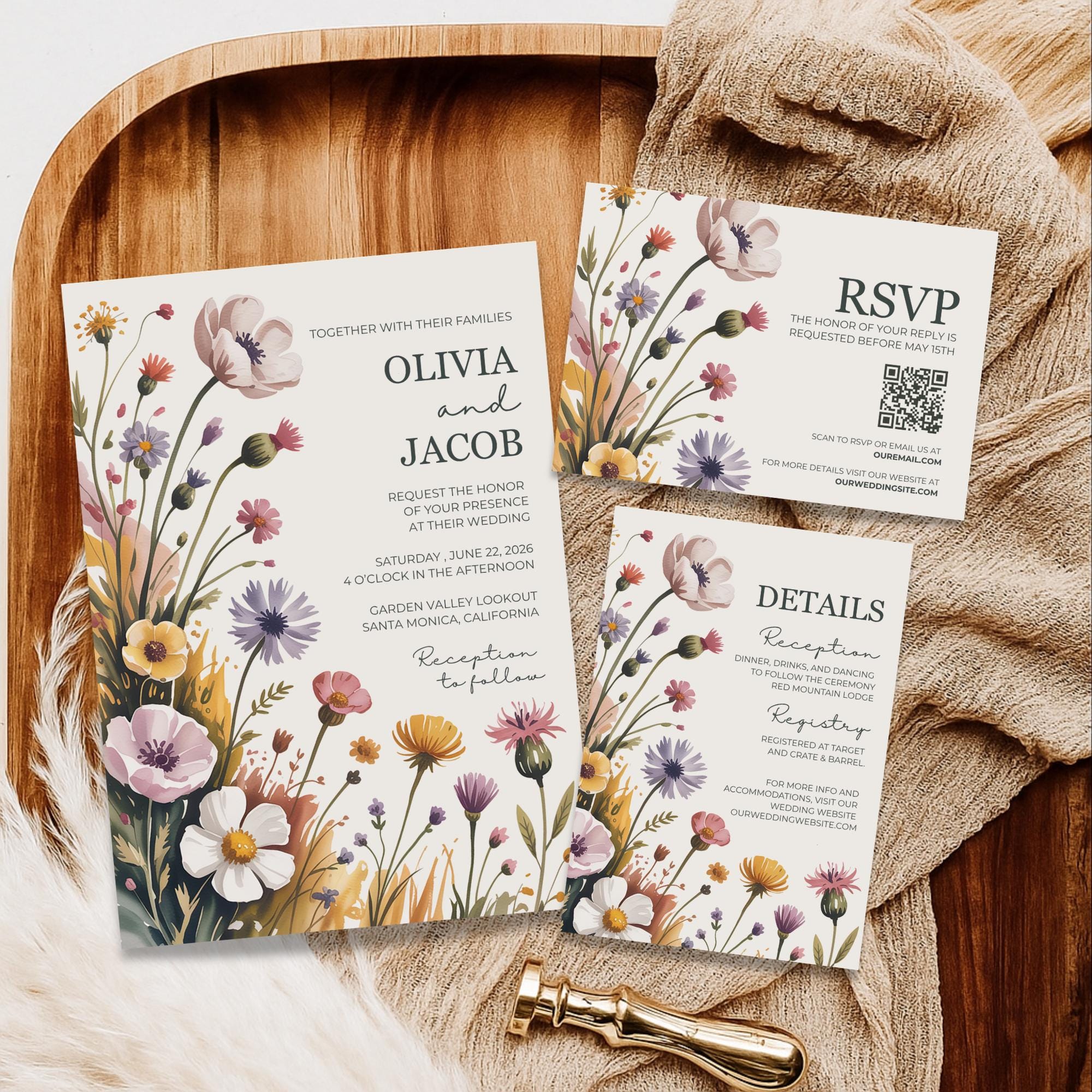 Wildflower Wedding Invitation Suite