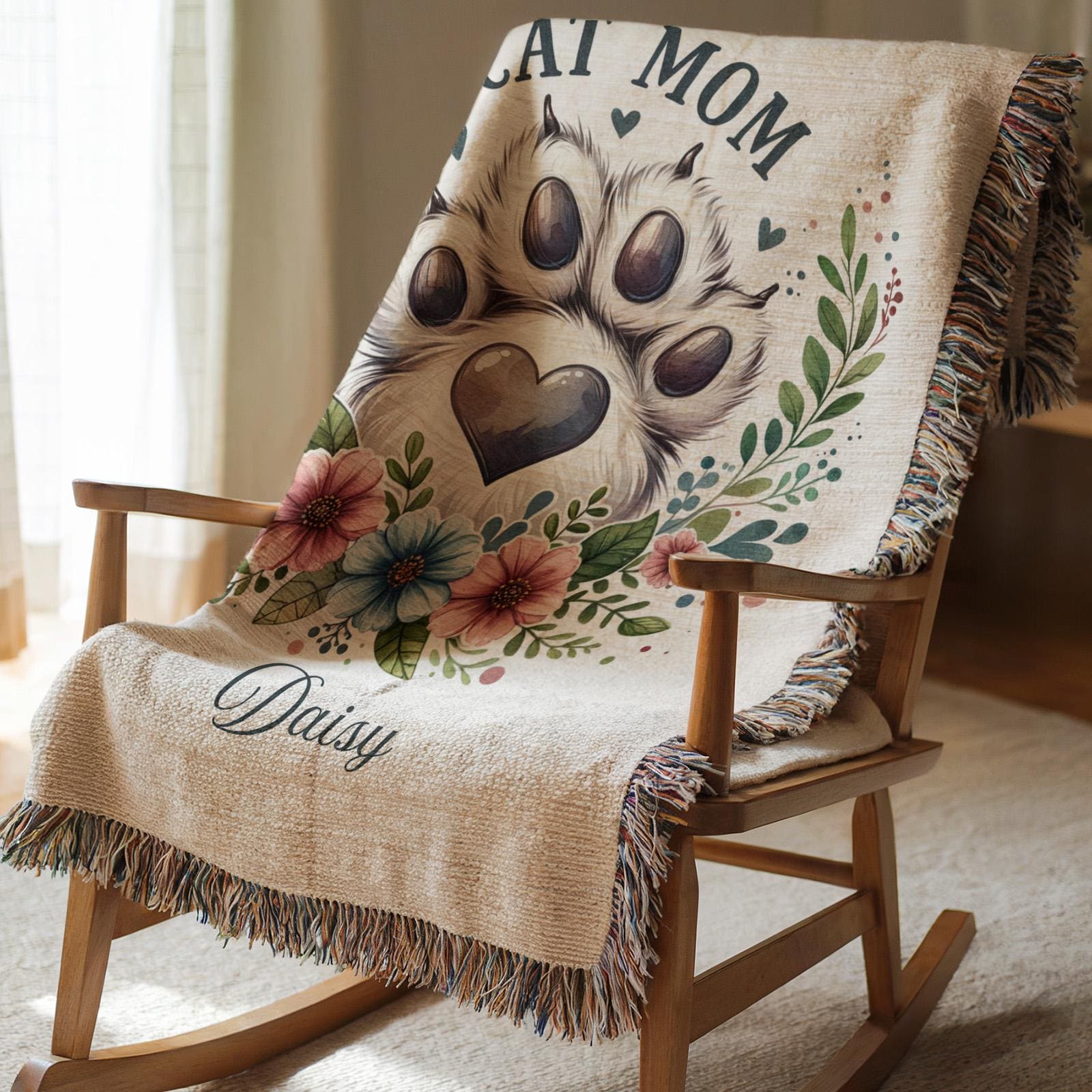 Personalized Cat Mom Blanket