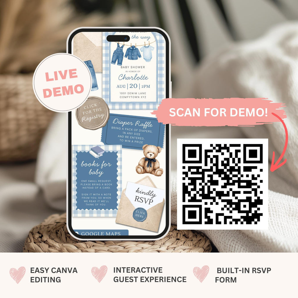 Blue Jean Baby Shower Website Invitation