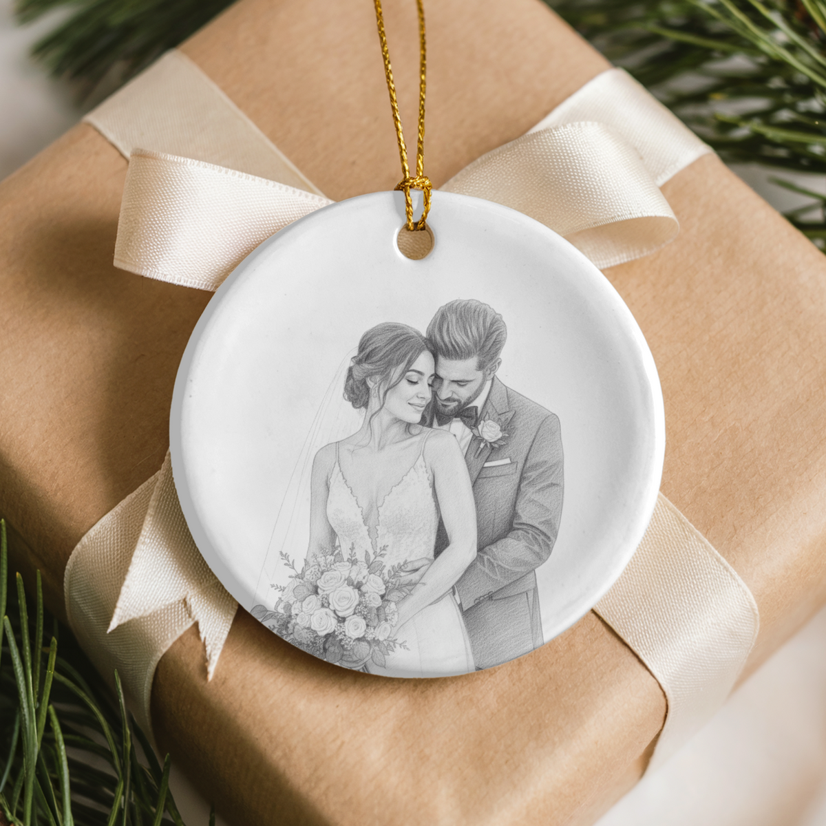 Personalized Wedding Portrait Ornament