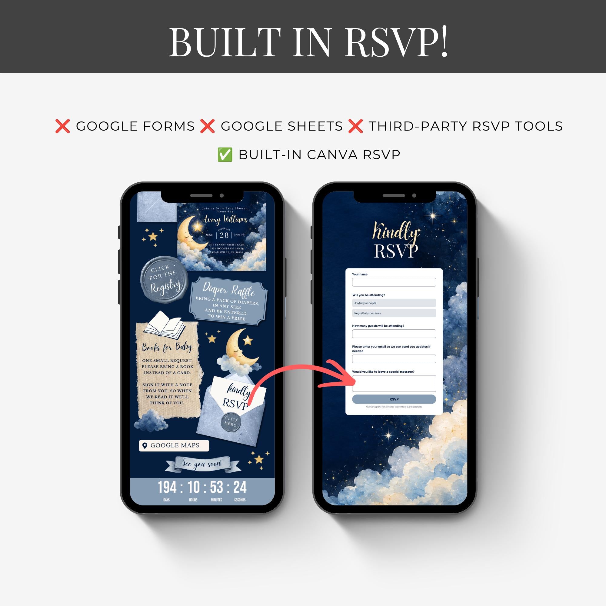 Moon & Stars Shower Website Invitation