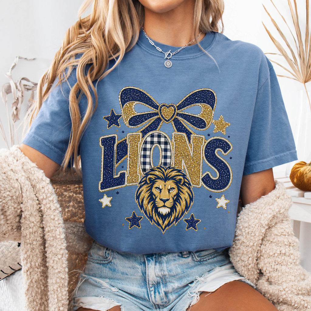 Coquette Faux Glitter Lions Mascot Shirt