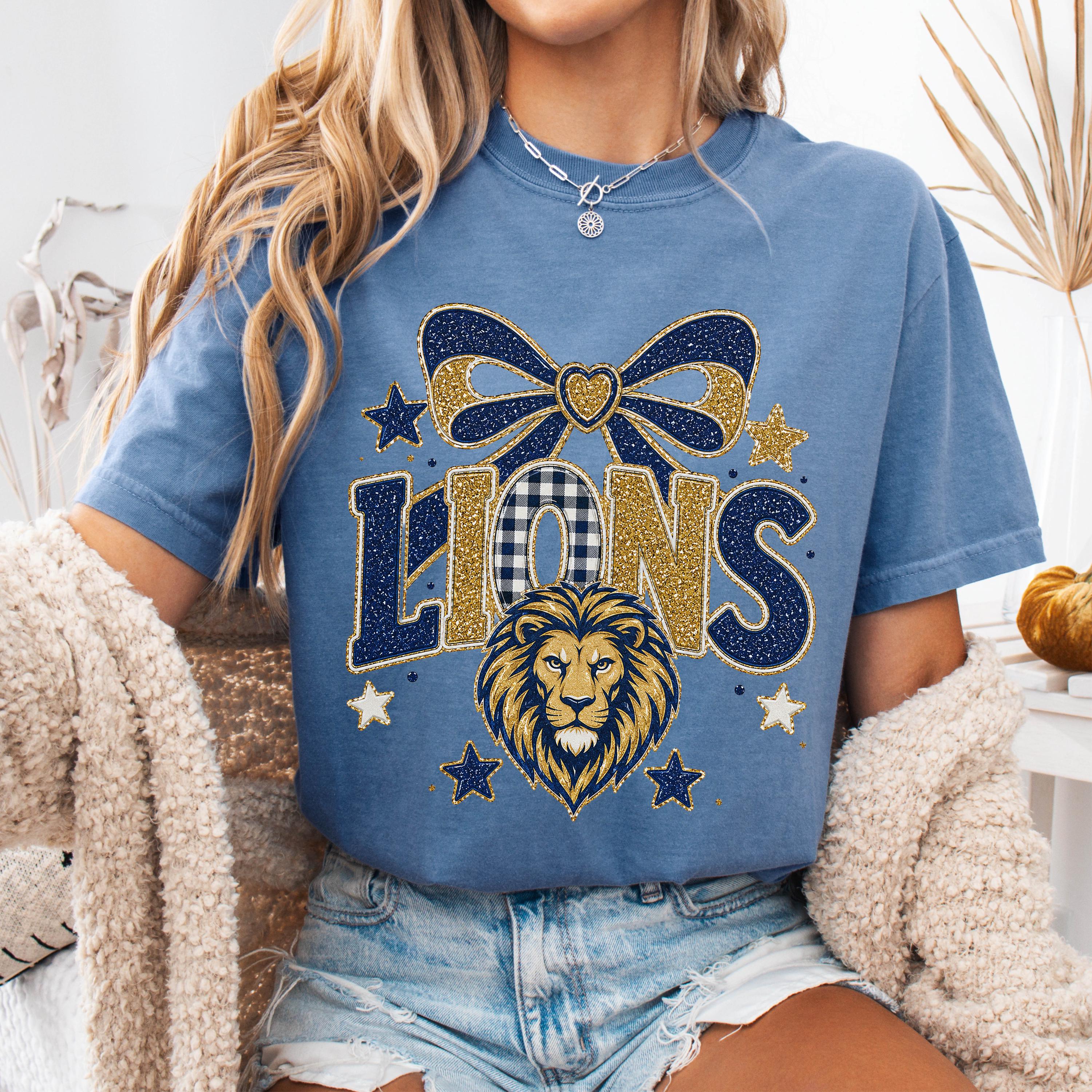 Coquette Faux Glitter Lions Mascot Shirt