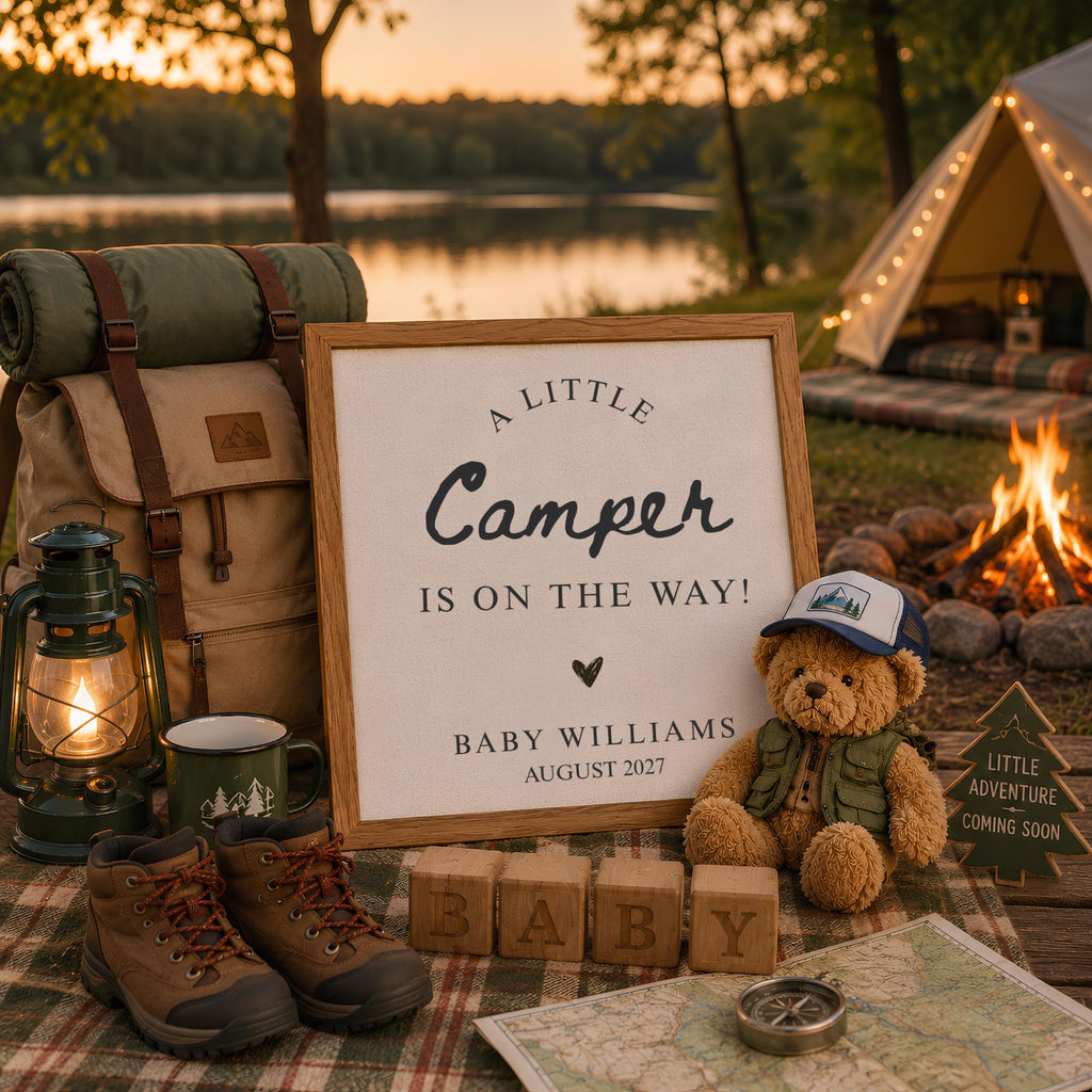 Digital Camping Pregnancy Announcment Template