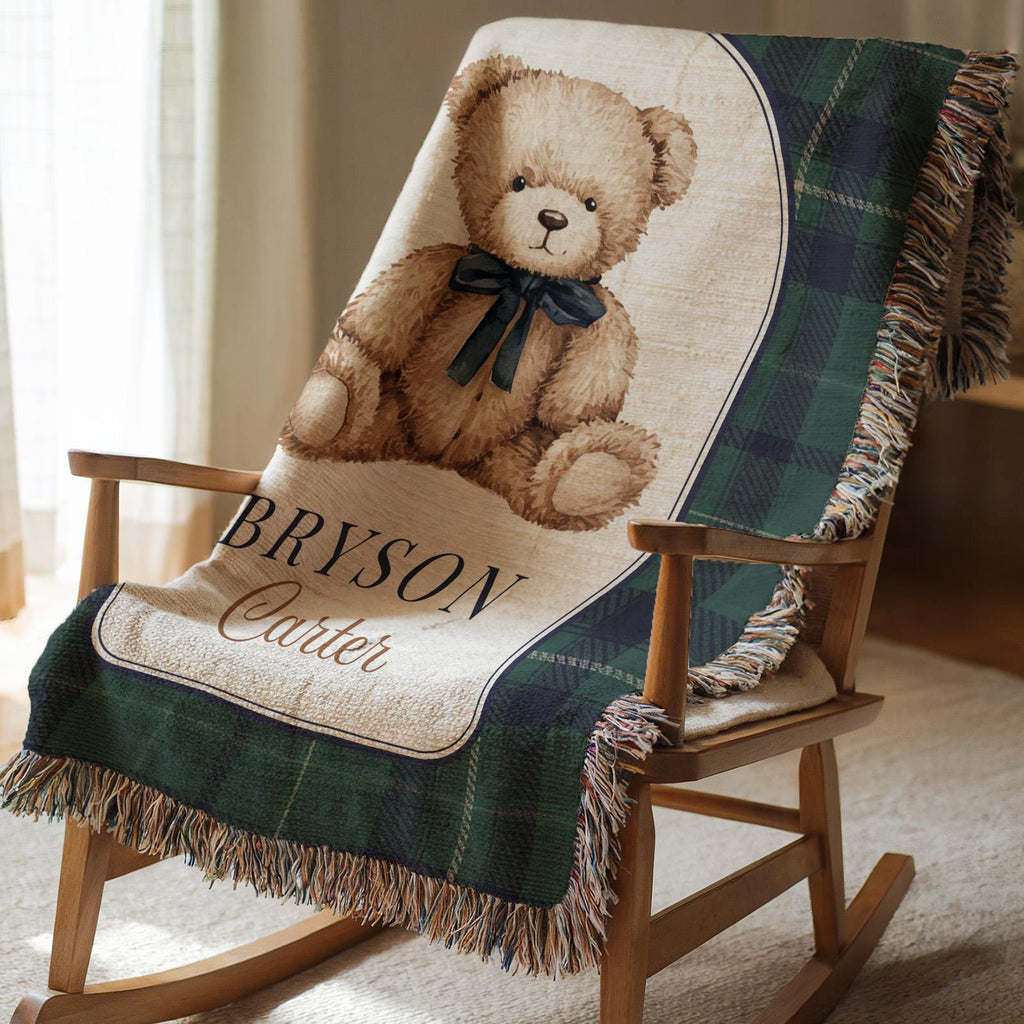 Personalized Teddy Bear Baby Blanket